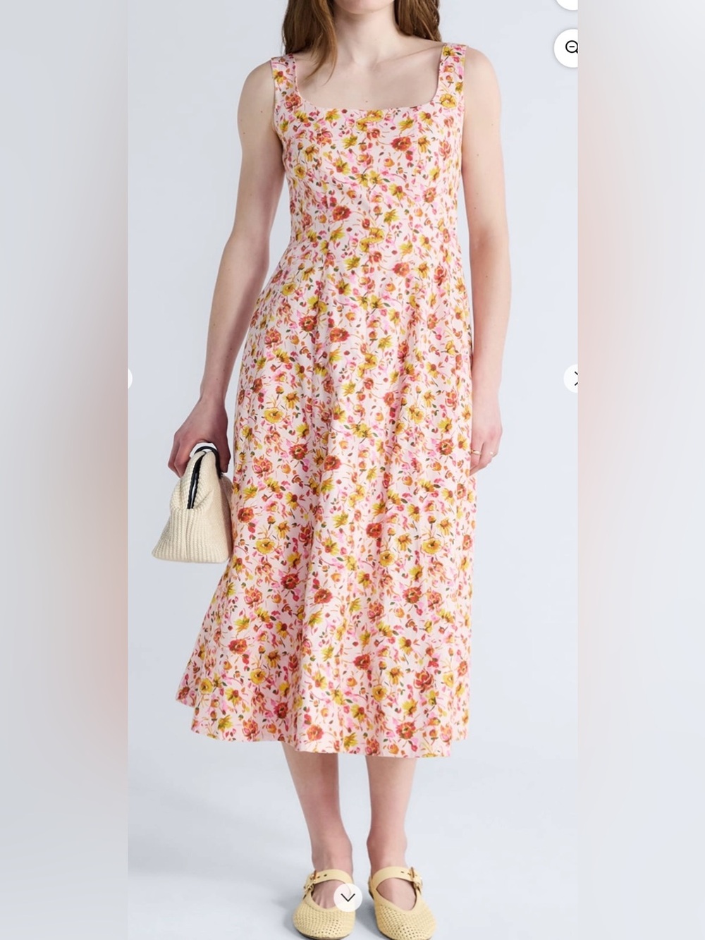 Square Neck Cotton Midi Panel Dress.